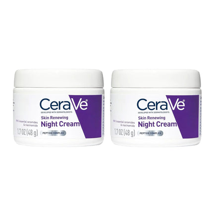 CeraVe Skin Renewing Night Facial Moisturizer with Peptide Complex Hyaluronic Acid & Ceramides, Daily Face Cream Care 1.7 Ounce