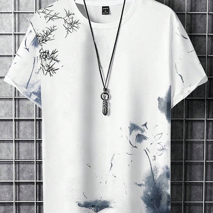 Men's new summer casual simple short-sleeved T-shirt, made of polyester fiber, comfortable and breathable, with a vintage print.