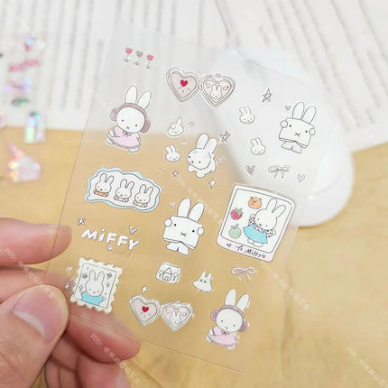 Cute Miffy 3D Nail Stickers Kawaii Glass Camera Nail Stickers Decoration Anime Printing Stickers Holiday Surprise Gifts
