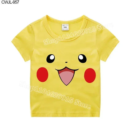 Pokemon Child T-shirt Fashion Clothes Pikachu Print T-Shirts Boutique Kids Clothing Boys Charmander Summer Tops Birthday Gift
