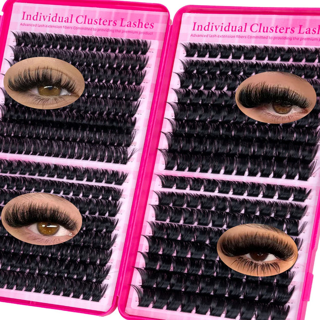 DIY Cluster Lash Large Capacity Mixed Lengths Curl Dense Eyelash Extension 3D Wispy Lash Suitable for Party and Stage Makeup