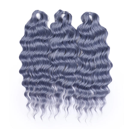 FASHION IDOL 24" 3pcs Deep Wave Curl Hair Synthetic Water Wave Braiding Hair Extensions Ombre Rainbow color Twist Crochet Hair