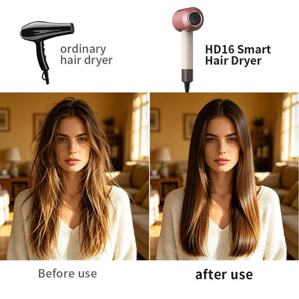 Hair Dryer with Negative Ions for Hair Care, Quiet, Fast Drying, Temperature Control, High-Speed, Huaqiangbei Strong Wind Hd16 Hair Dryer