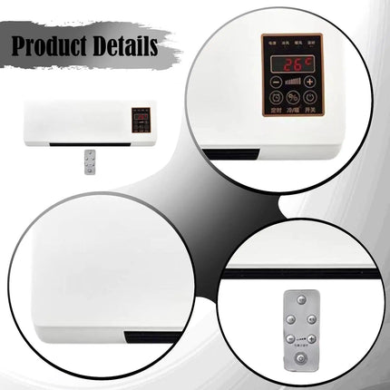 Electric Heater Jp Plug Low Noise Timer Adjustable Dual Use Portable Wall Mounted Air Conditioner for Bathroom Indoor Office