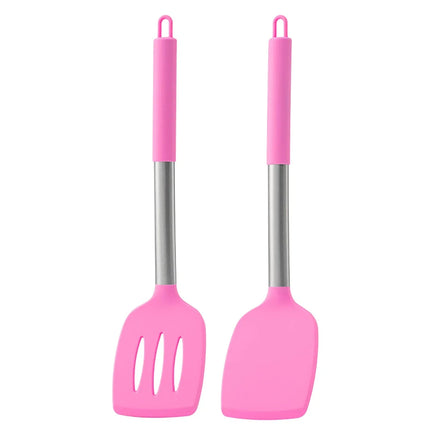2pcs Stir Fry Spatula Steak Spatula Cooking Utensils Stainless Steel Handle Silicone Kitchenware Set Kitchen Cooking Tool Set