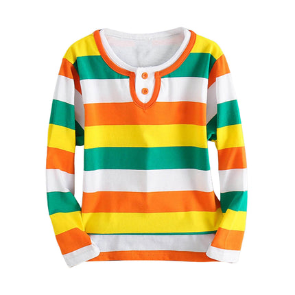 Children Long Sleeved Polos Shirts Boys Round Collar Shirt Autumn Cotton Long Sleeve Striped T-Shirt Polos Shirts For Boys