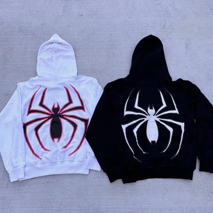 European and American Halloween Personalized Men's and Women's Sweatshirts and HoodiesY2KCouple Large Size Spider-Manzip hoodie