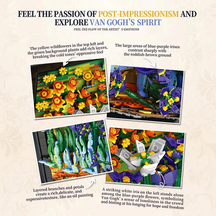 3480PCS Iris Flower Building Blocks Set 3D Stereoscopic Desktop Ornament Wall Hanging Model Adult Holiday Gift Toy