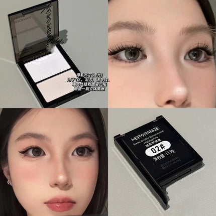 Face Brightening Highlighter,2 Colors Matte Platte Dry and Wet Natural Brightening Setting Powder,High Gloss Face Comestics