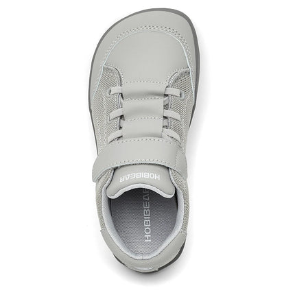 HOBIBEAR Kids Wide Toe Barefoot Shoes Boys Girls Minimalist Sneakers Lightweight Hook Loop Mesh Artificial Leather Shoes