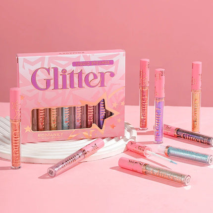 Glitter Liquid Eyeliner Pencil SET Flash Dazzling Eyeshadow Pearlescent Outline Pen Long Lasting No Smudge Women's Makeup Gifts