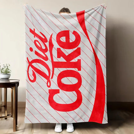 Diet Coke Logo Blanket Soft Cozy Throw with Red Stripes Indoor Decor Perfect for Home Use Lightweight Comfy Design Ideal for Lou