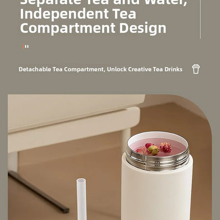 Large Capaci Cerc Inner Lid Insulated Mug Portable Car Coffee Cup Sports Water Bottle Fem High Aesthetic Value