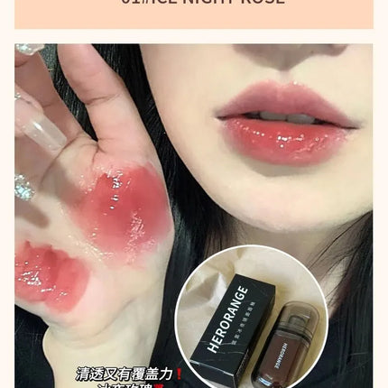 HERORANGEHR564 Enveloping Ice Night Mirror Lip Glaze Moisturizing and Moisturizing Lip Film Forming Quickly