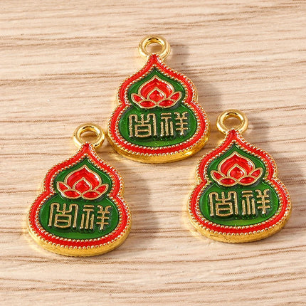 Tusember 10pcs Traditional Chinese Good Fortune Lucky Jade Charms Pendants for Jewelry Making Earrings Necklace Bracelet DIY