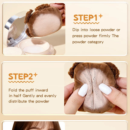 GECOMO Soft Plush Powder Puff for Loose Powder Setting Skin-Friendly Comfortable Flocking Makeup puff