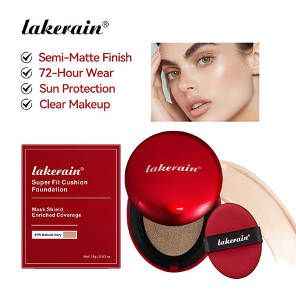 LAKERAIN 12 Color Red Shell Air Cushion Foundation Natural Coverage Lightweight Breathable Air Cushion Foundation