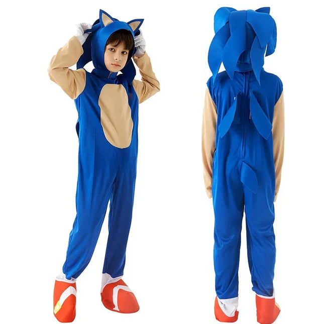 ★The Sonic Kid Series Cosplay Children's Costumes Hedgehog  Jumpsuit Anime Sonic Cosplay Kid Costume Stage Performance❤