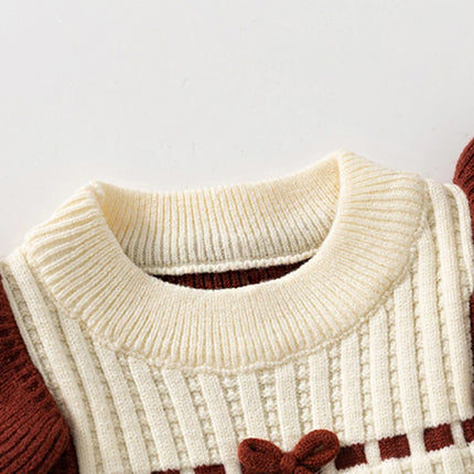 Girls Sweater Dress Sweet Flounce Knitted Young Girls Dresses Toddler Girl Clothes Bottom Shirt 2-7Y Kids Costume