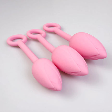 Pull ring flower bud anal plug Pink Butt plug Silicone Vagina Ball Size scale G-spot massage soft gel plug for anus adult sex to