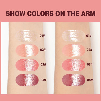 QIBEST Mirror Pearl Lipgloss Long Lasting Moisturizing Lipstick Shine Glitter Lip Glaze Non Stick Cup Jelly Pout Lip Tint Makeup