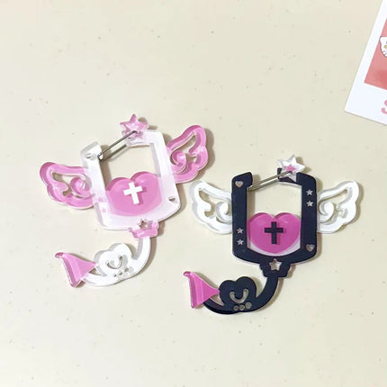Kawaii Black white notes Illustration trinkets keychain bag charms Acrylic pendant Carabiner Backpack Pendant Decoration Gifts