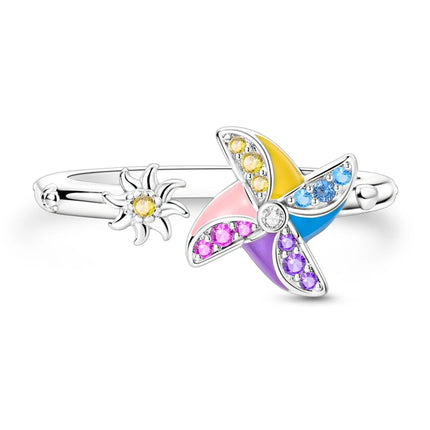 Adjustable Rings 925 Sterling Silver Mermaid Wing Dragon Sunflower Tulip Open Rings For Women Female Original Engagement Jewelry