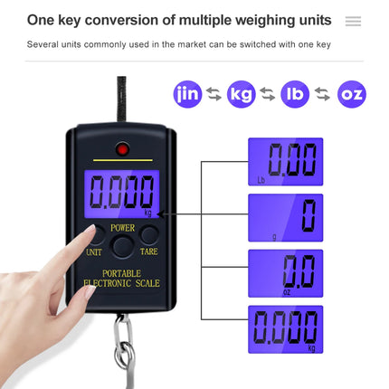 40kg x 10g Portable Mini Electronic Digital Scale Hanging Fishing Luggage Pocket Weight Balance Steelyard
