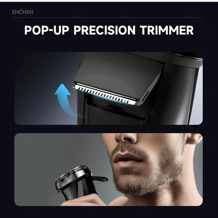 ENCHEN Electric Shaver 3D Blackstone 3 IPX7 Waterproof Razor Wet And Dry Dual Use Face Beard Battery Digital Display For Men
