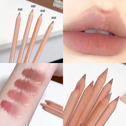 Wood Matte Lip Liner No Color Outline Lip Lipstick Pen Long-Lasting Easy To Sharpener Perfect Lip Contour Lipstick Pencil
