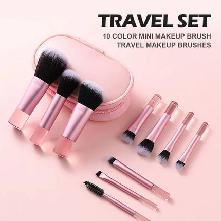 10Pcs Mini Makeup Brush Set Powder Eyeshadow Foundation Blush Blender Concealer Beauty Makeup Tools Brush Professional Supplies