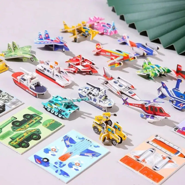 30Pcs 3D Tank Plane Paper Jigsaw Puzzles Toys for Kids Boy hobby Birthday Party Favors School Rewards Treat Bag Pinata Filler