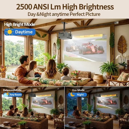 Beam Projector HD Native 1920*1080P 2500 ANSI Google Play HDR10+ WiFi6 BT5.2 Dual 5W HiFi Speaker Movies Home Cinema Projectors