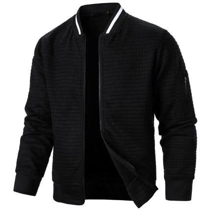 New Mens Long Sleeve Zipper Jacket Coats Stand Up Sweatshirts Outdoor Streetwear Autumn Warm Solid Color Baseball Jacket Men