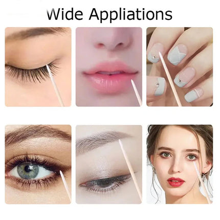 100/200/500Pcs Disposable Wooden Cotton Swabs Double Sided Tip Wood Sticks Glue Removing Makeup Tool Clean Stick Lash Accessorie