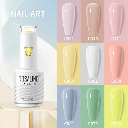 ROSALIND 15ml Nail Gel Polish Macaron Hybrid Varnish Semi Permanent Nail Art Design Soak Off Top Base Coat Esmalte UV Gel Nail