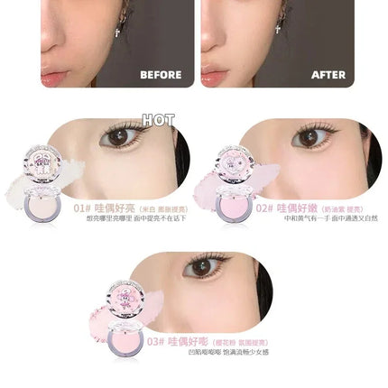 FLORTTE BUNNY Monochrome Highligh Powder Naturally Brightening Facial Blush Cream High Gloss Face Blusher Makeup Cosmetics