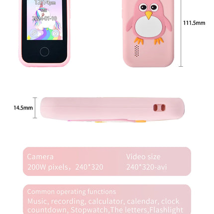 32GB Kids Smart Phone 2.8'' IPS Mini Toy Phone Music Player  28 Games Alarm Clock Flashlight Dual Camera Educational Funny Toys