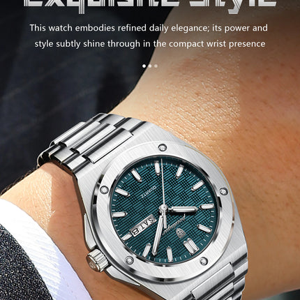 POEDAGAR Original Men Clock Quartz Date Week Luxury Man Wristwatch Waterproof Luminous Stainless Steel Sport Men's Watches Reloj