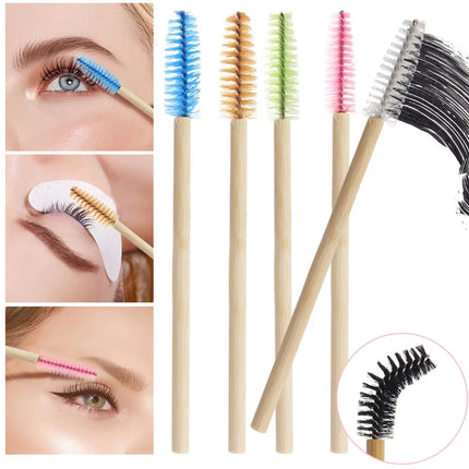 50/100pcs Lip Brushes Set Disposable Bamboo Handle Eyelash Brush Lipstick Gloss Wand Applicator Makeup Tool Eyelashes Applicator
