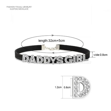 Sexy Gothic DADDYS GIRL Letters Choker Necklace Women DIY Custom Name Collar Chocker Jewelry Necklaces Customized Products Gift