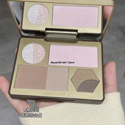 Girlcult Gold Digger Series Face Integrated Palette Pearl Matte Highlights Blush Brighten Contour Face Makeup