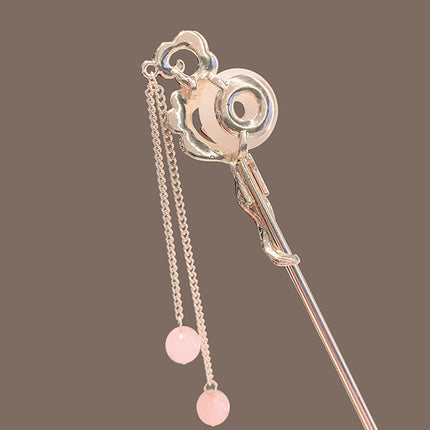 Classic Hair Stick Imitation Jade Hairpin Chinese Hanfu Hair Accessories For Women Long Tassel Hair Bun Jewelry Vintage Tiaras