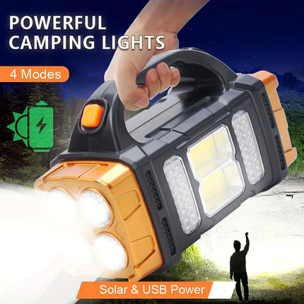 New Upgrade Rechargeable High Power Solar LED Flashlight With Power Bank Waterproof Multifunctional Hand Lamp For Outdoor