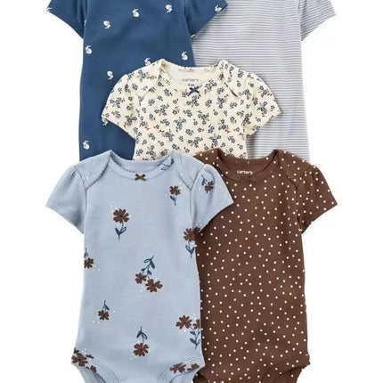5pcs/set Cotton Soft Comfortable Baby Bodysuits Short Sleeve One-Pieces for Newborn Infant Summer Bebe Clothes Baby Shower Gifts