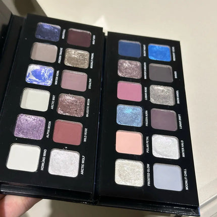 12 Colors Metallic Eyeshadow Palette Pearl Matte Sparkling Shimmer Blue Eye Shadow Highlighter Brighten Glitter Halloween Makeup