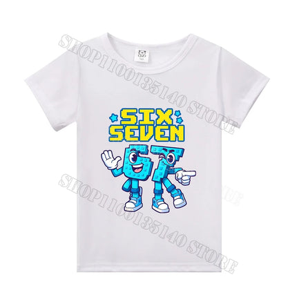 Steal A Brainrot Short Sleeve Children T-shirt 67 Six Seven Cotton Tops Tshirt Boys Girls Clothing Fashion Funny Meme T-shirts