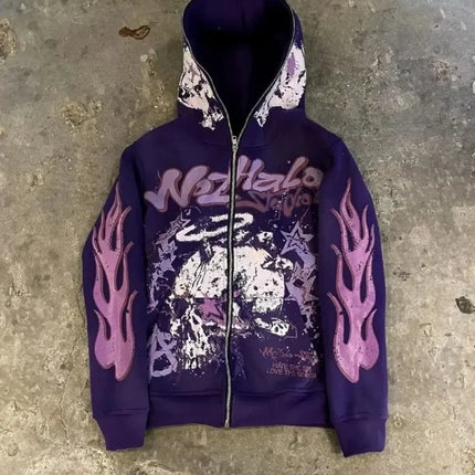 Explosions of New Harajuku Zipper Hooded Sweater Street Men and Women Retro Shirt Sweatshirt Gothic Jacket Hooded Couple Sweater