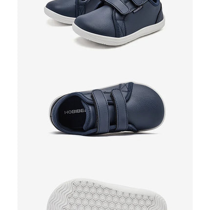 HOBIBEAR Kids Barefoot Shoes Little/Big Kids Wide Toe Minimalist Sneakers Lightweight Hook and Loop Artificial Leather Shoes