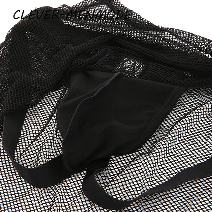 Mesh Hollow Sides Open Mini Panties See-Through Transparent Hip-Baring Thong Open Crotch Dress Bdsm Fetish Adult Erotic Costumes